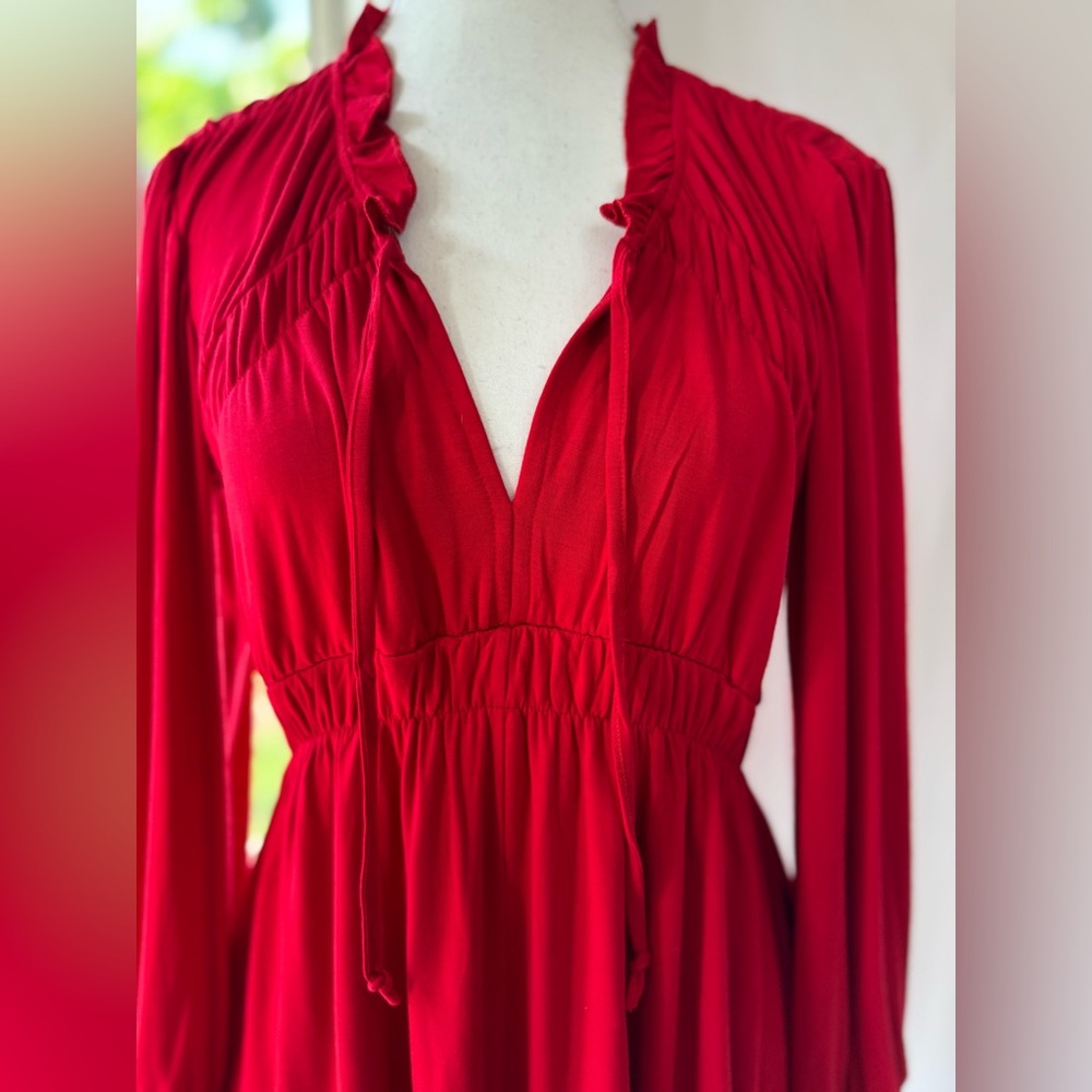 Red Ruffled Tunic Blouse - Picture 7 of 12